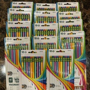 Dixon Ticonderoga Assorted Striped Pencils (13910) HB (#2) 10/pack (14qty)